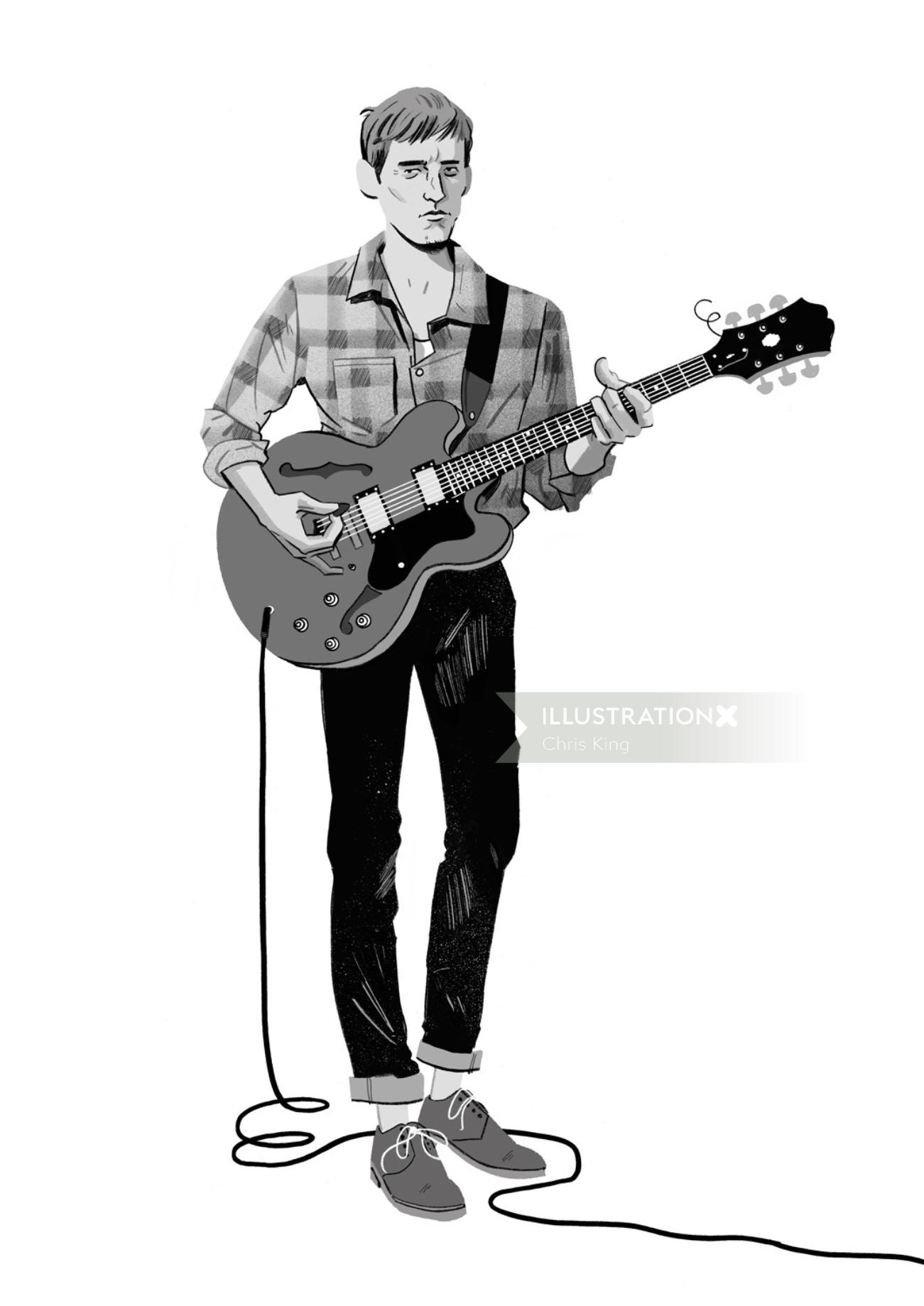 Illustration gitariste par Cris King