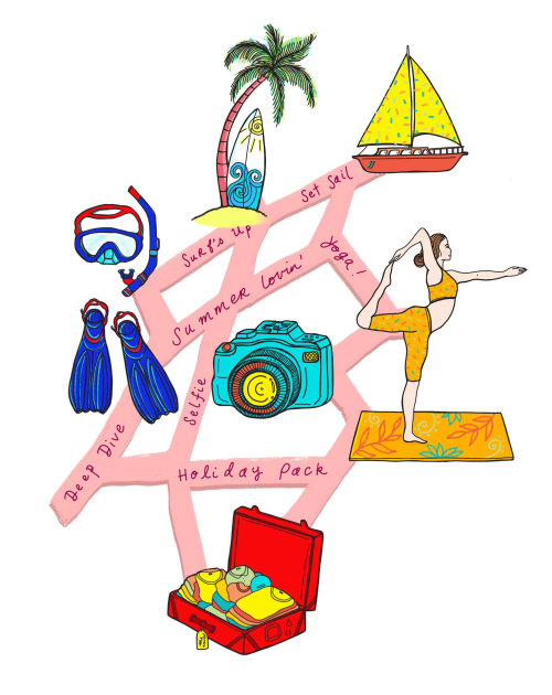 Illustration de la carte pour des vacances à la plage