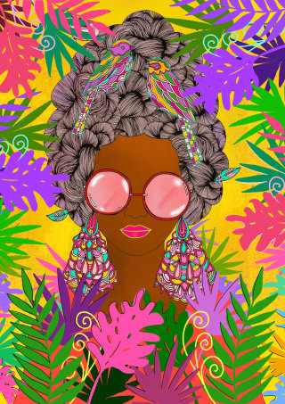 Dama tropical colorida
