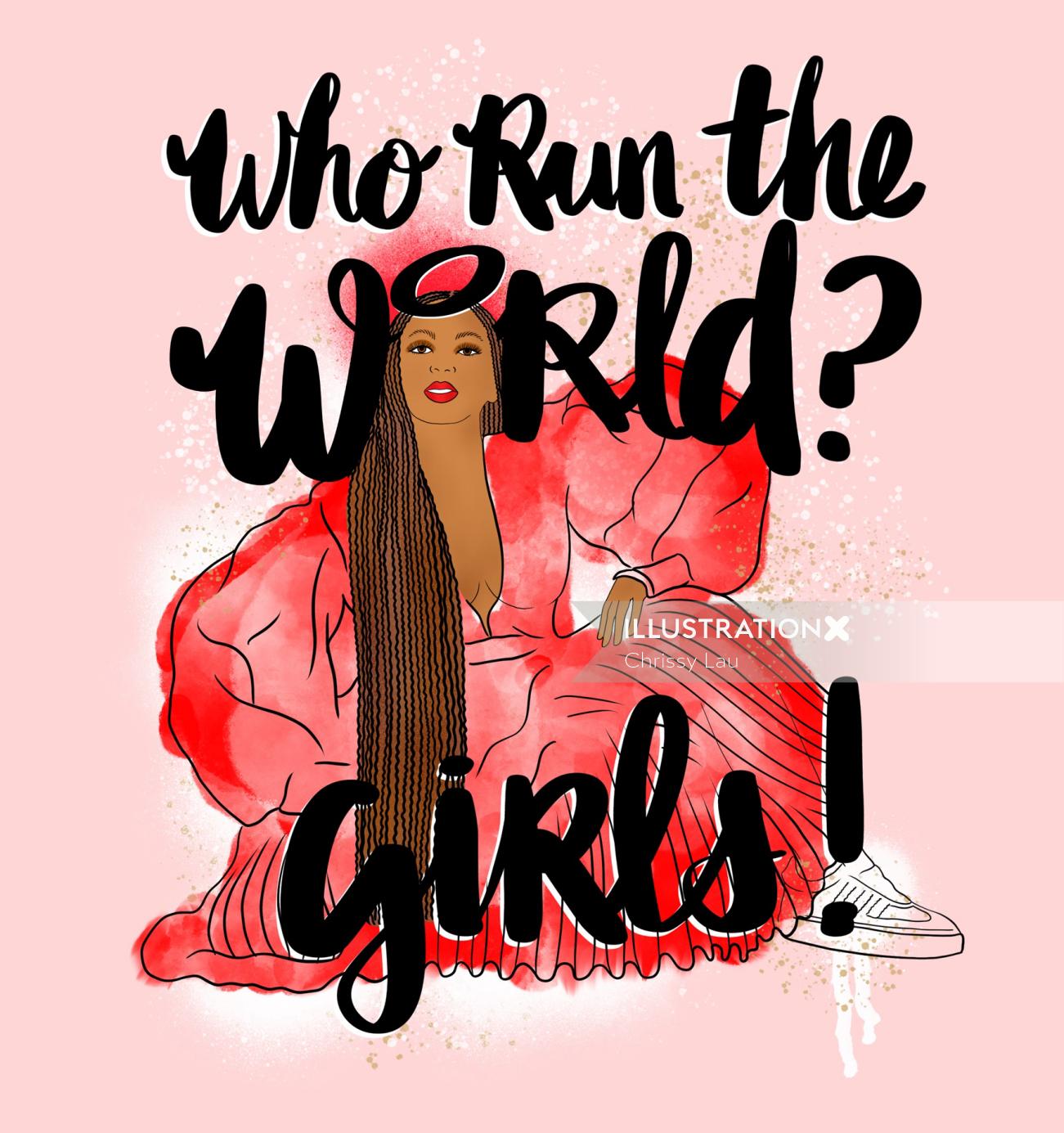 Ilustração de cultura pop de cantora de Beyoncé