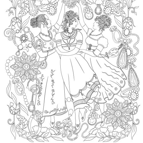 Chrissy Lau illustration of two women surrounded by ornate flowers and botanical patterns
