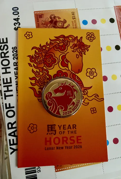 Chrissy Lau red envelope featuring a horse and Lunar New Year 2026 design