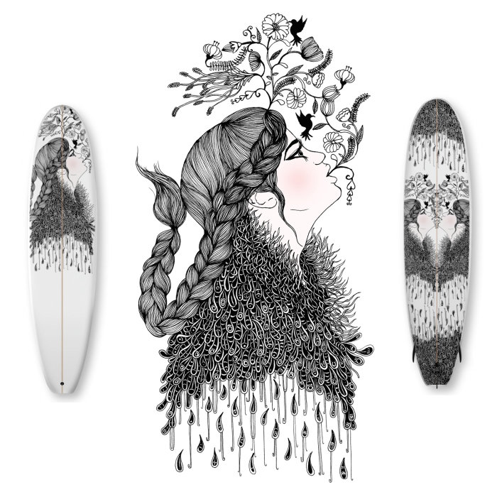 Flower mouths Illustration for Surfboard design - Artboardz
