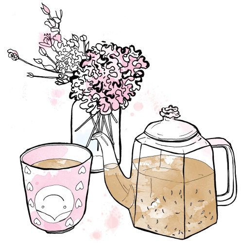 Art de la théière et de la tasse de thé