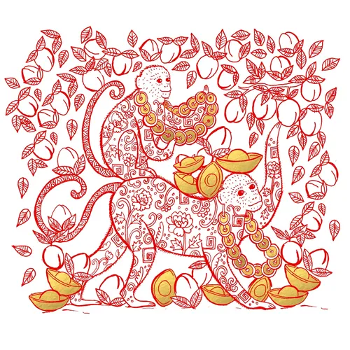 Digital painting of monkeys 