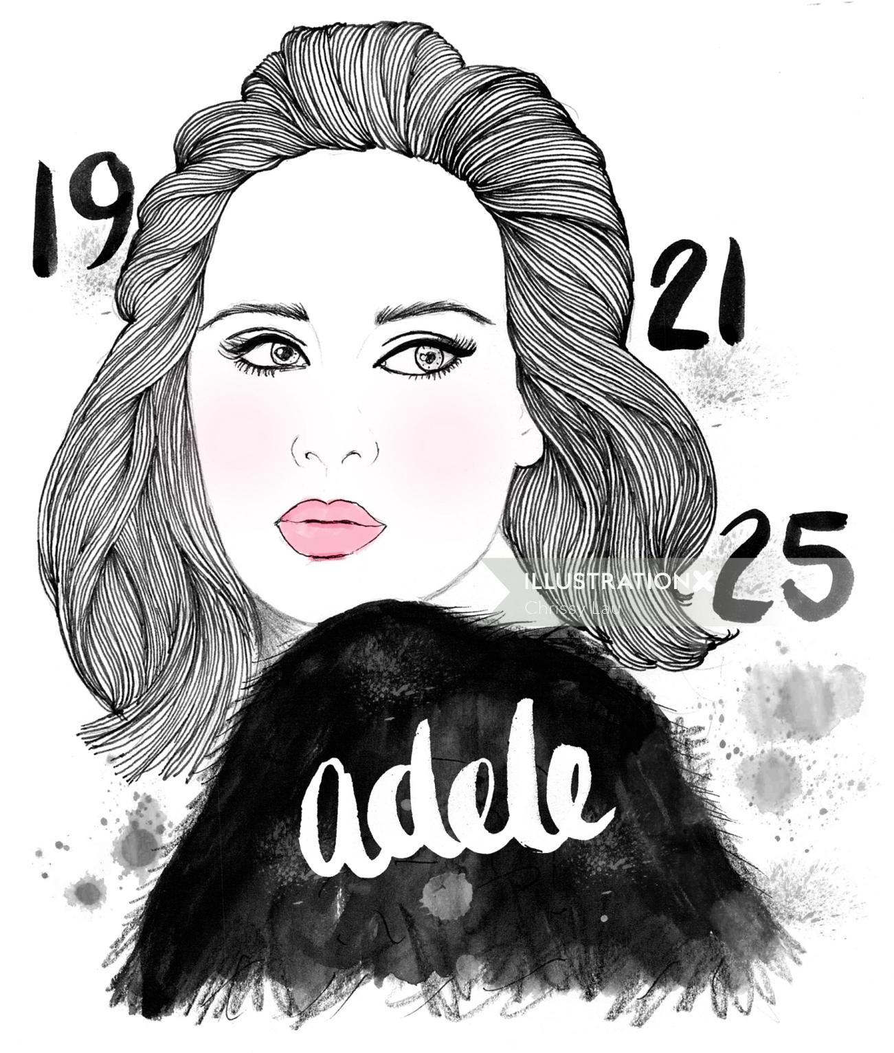Adele cantora retrato de Chrissy Lau