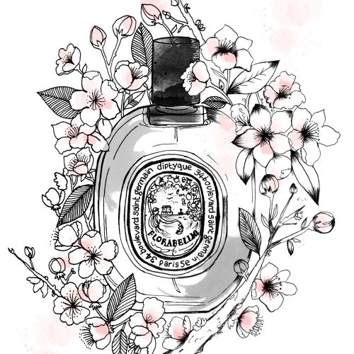 Perfume bottle black and white art