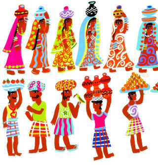 Design de personagens tradicionais do povo indiano