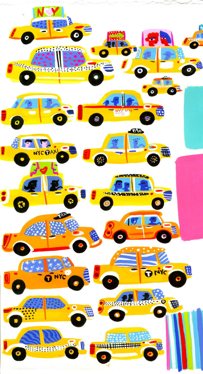 Artistic renditions of New York City cabs