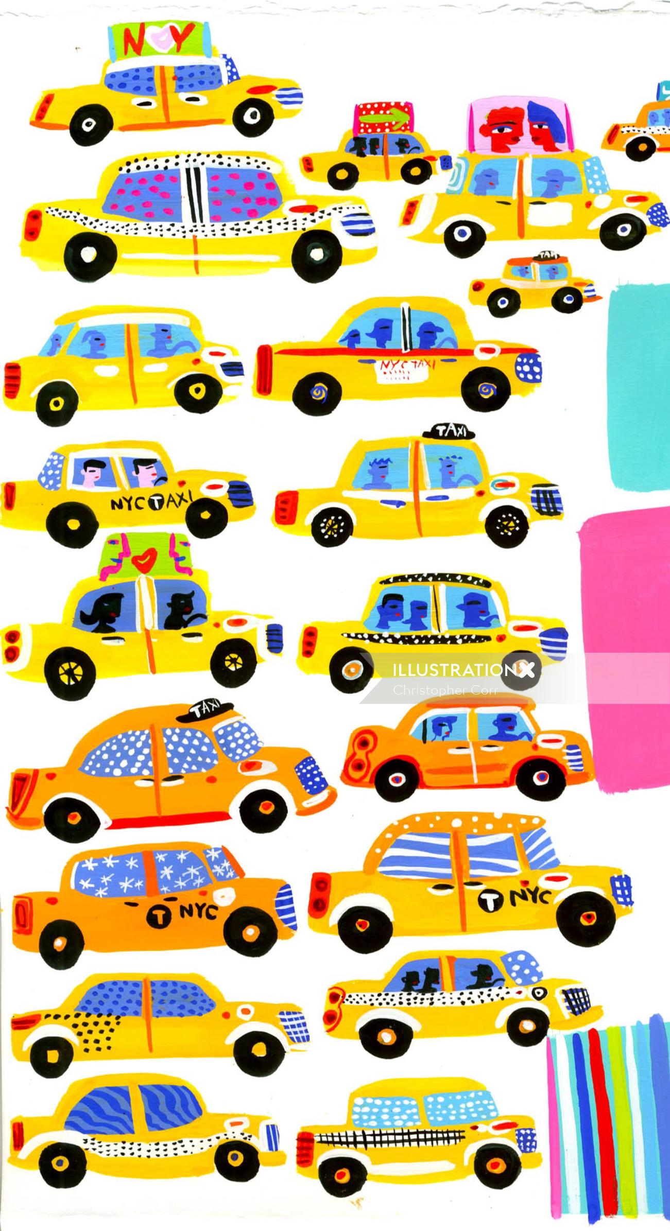 Pintura táxi da cidade de Nova York
