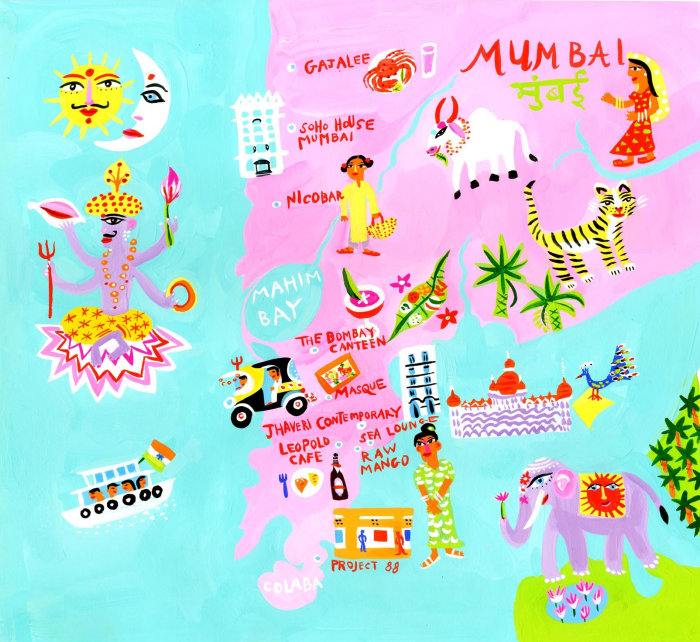 Contemporary map illustration of Mumbai city