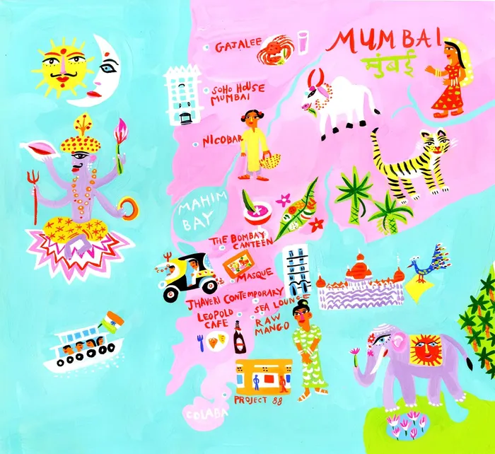 Contemporary map illustration of Mumbai city