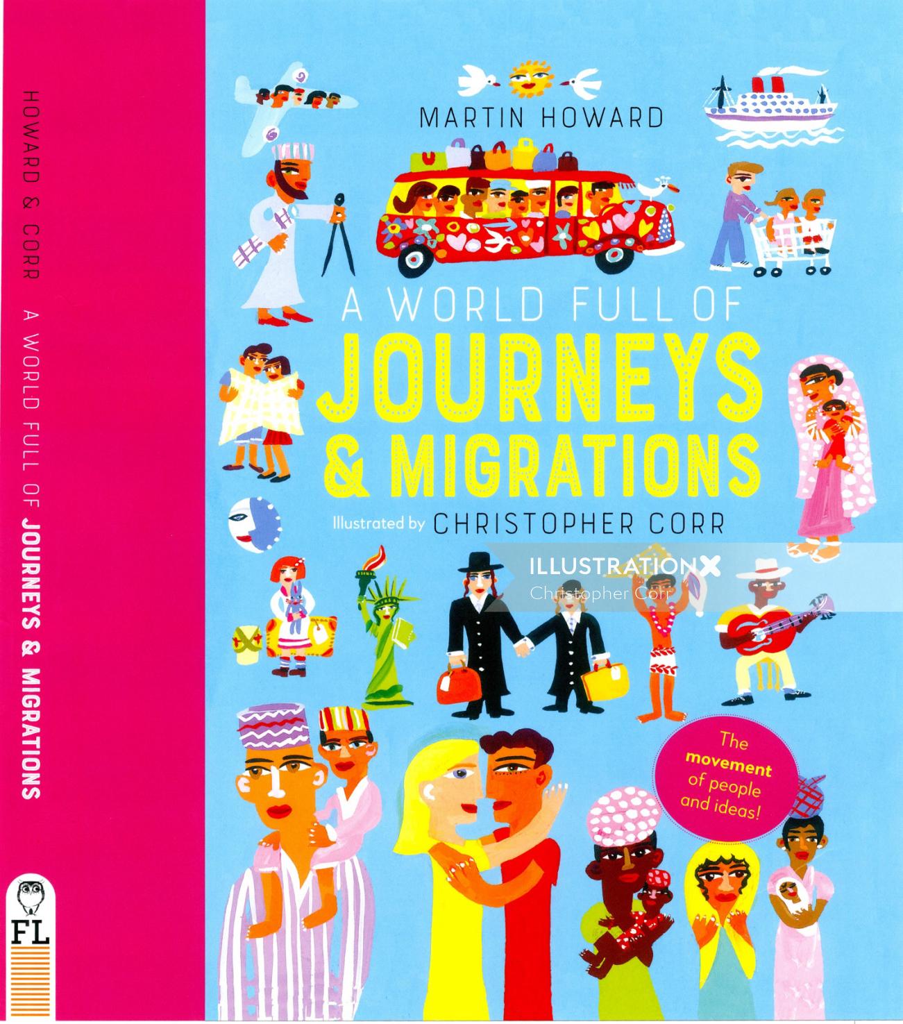 『A world full of adventures &amp; migrations』ブックカバーのアートワーク