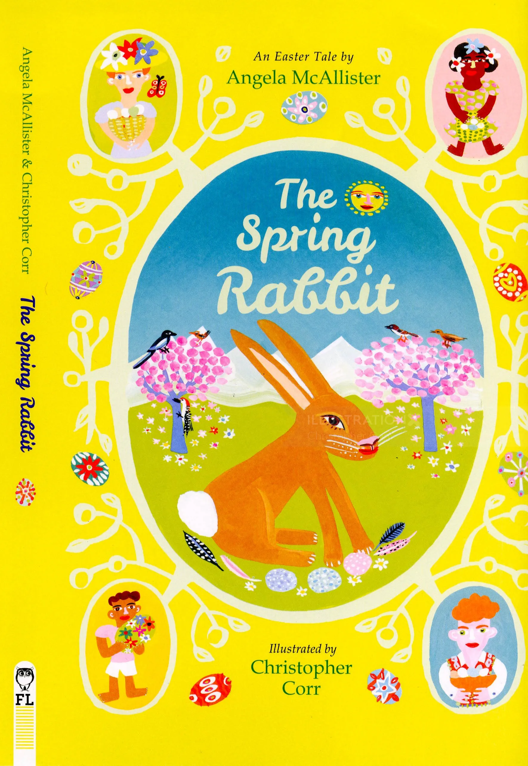 The Spring Rabbit book cover by Christopher Corr with illustrated rabbit and characters