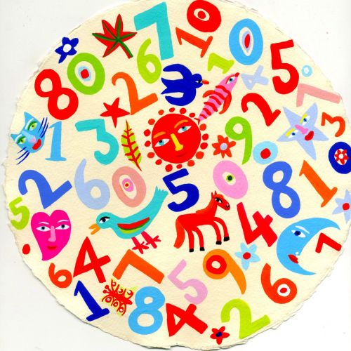 Circular colorful numbers and animals illustration by Christopher Corr