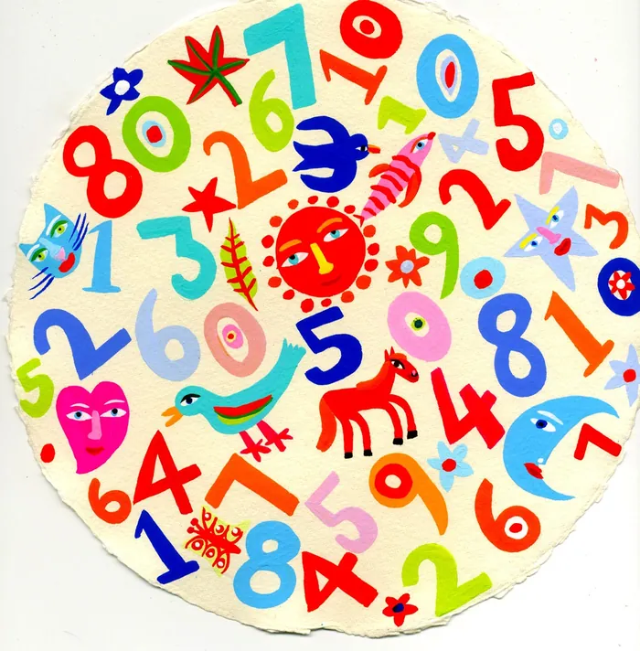Circular colorful numbers and animals illustration by Christopher Corr