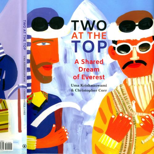 Two climbers with sunglasses and winter gear on Everest backdrop