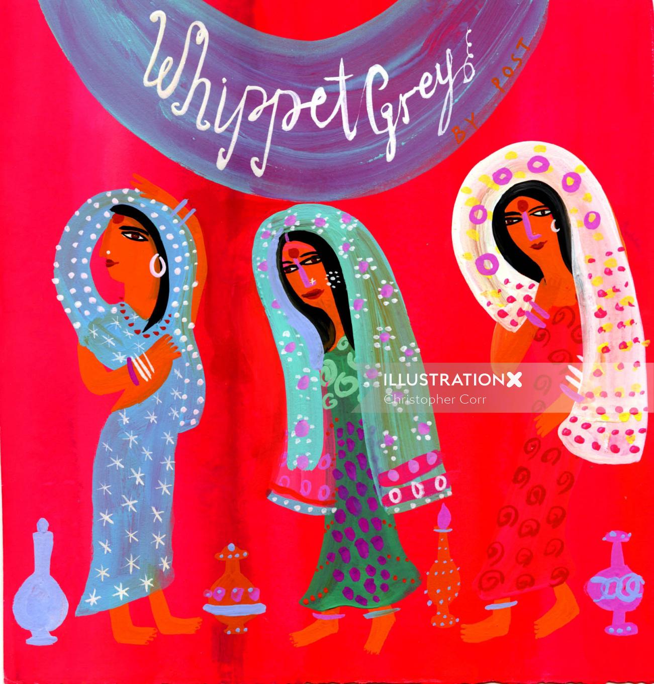 ilustração gráfica da Whippet Gray India