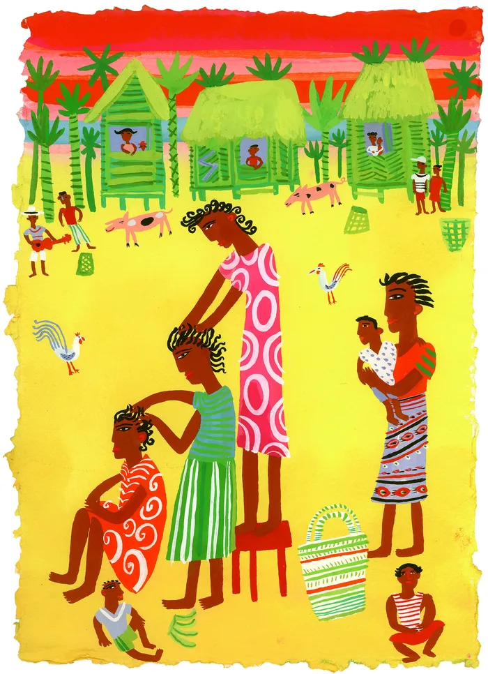 Hand drawn gouache hairdressing 