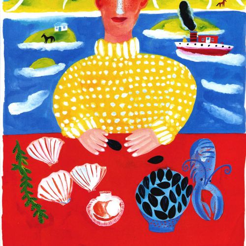Colored fisherman illustration