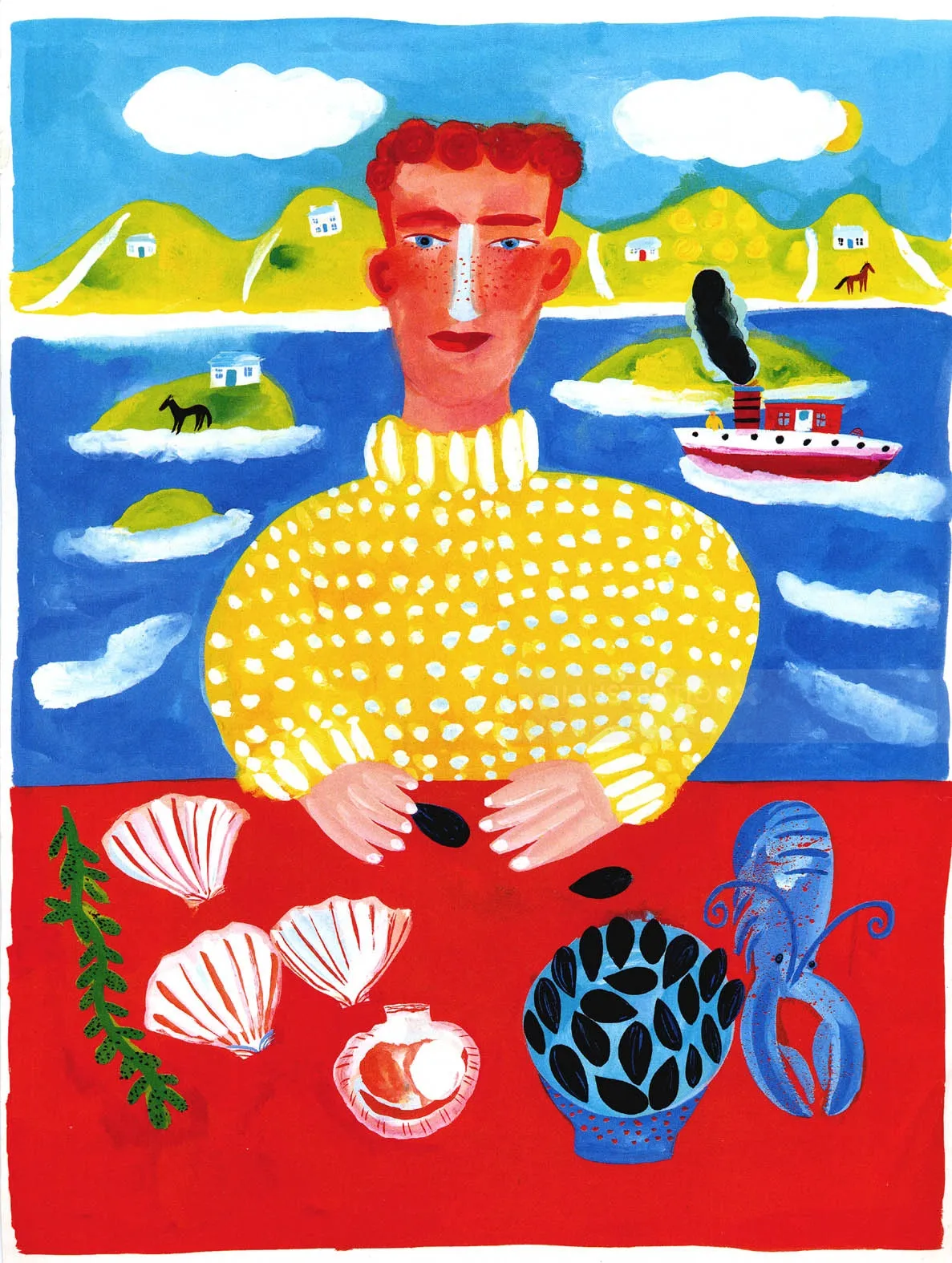 Colored fisherman illustration