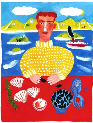 Colored fisherman illustration