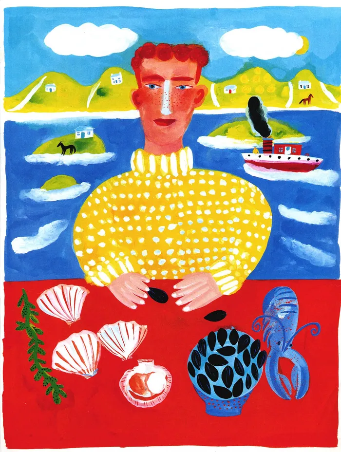 Colored fisherman illustration