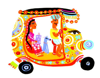 Representación pictórica de un Rickshaw