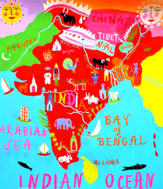 Ilustración del mapa de la India por Christopher Corr