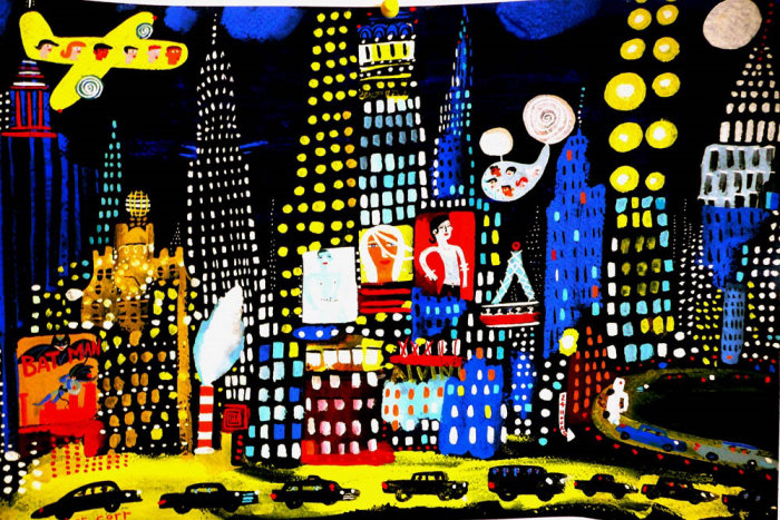 Illustration of New York night time