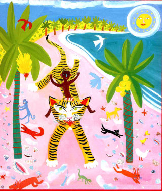 Pintura na ilha de um passeio de tigre