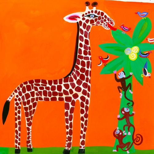 Giraffe & monkeys illustration | Cartoon gallery