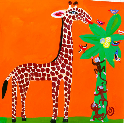 Giraffe & monkeys illustration | Cartoon gallery