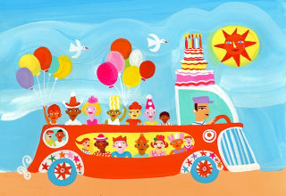 Painterly of kids celebrating a birthday