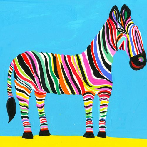 Illustration of a Zebra with multi-colored strips on body by Christopher Corr