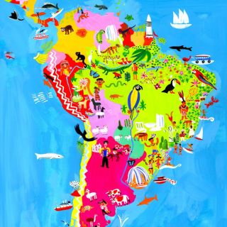 Map illustration of South America's attractions