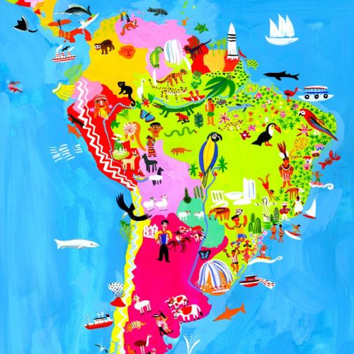 Map illustration of South America's attractions