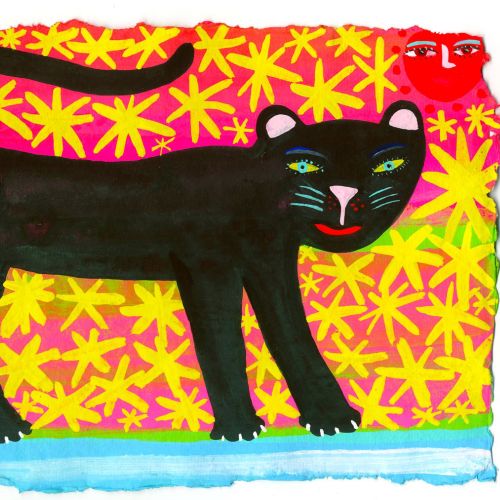 Big black cat illustration by Christopher Corr