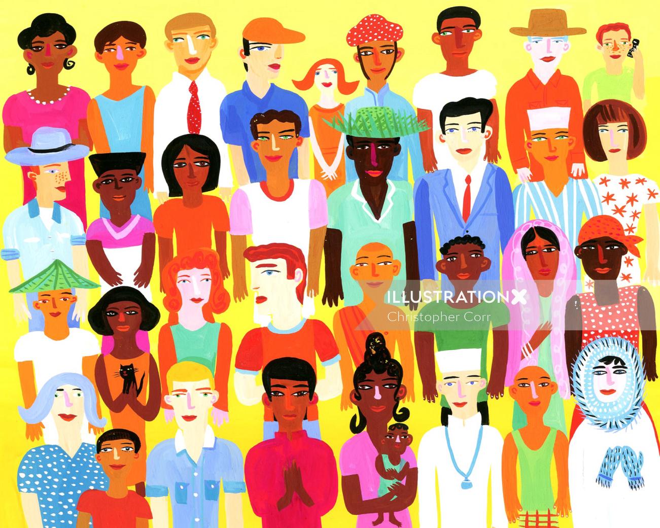 All people around the world in a picture - an illustration by Christopher Corr