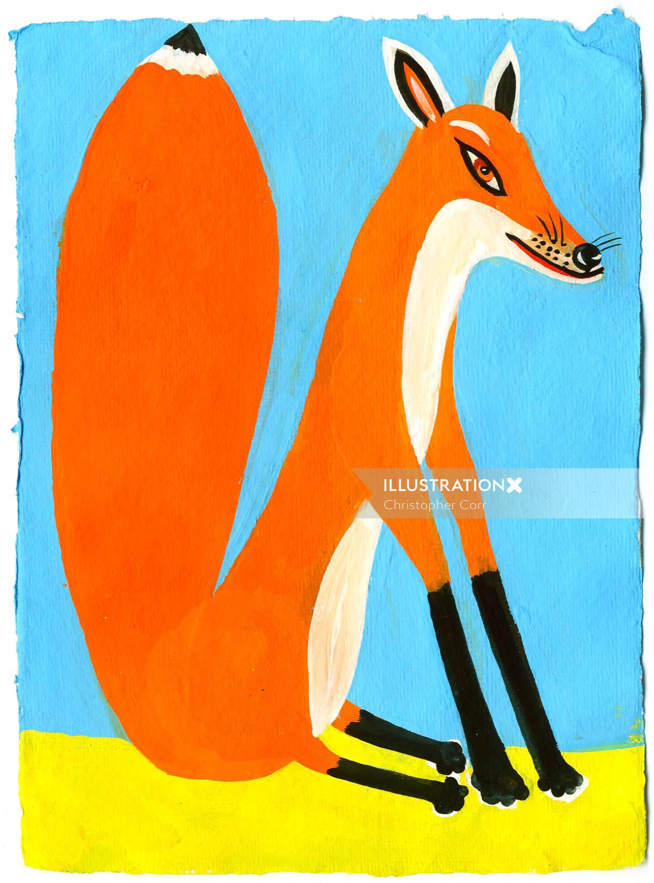 Cartoon illustration of a fox by Christopher Corr