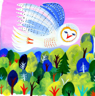 Ilustración del búho volador de Christopher Corr