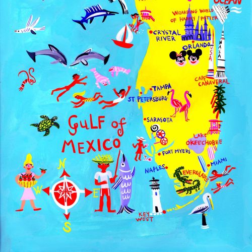 Illustrated Florida tourism map