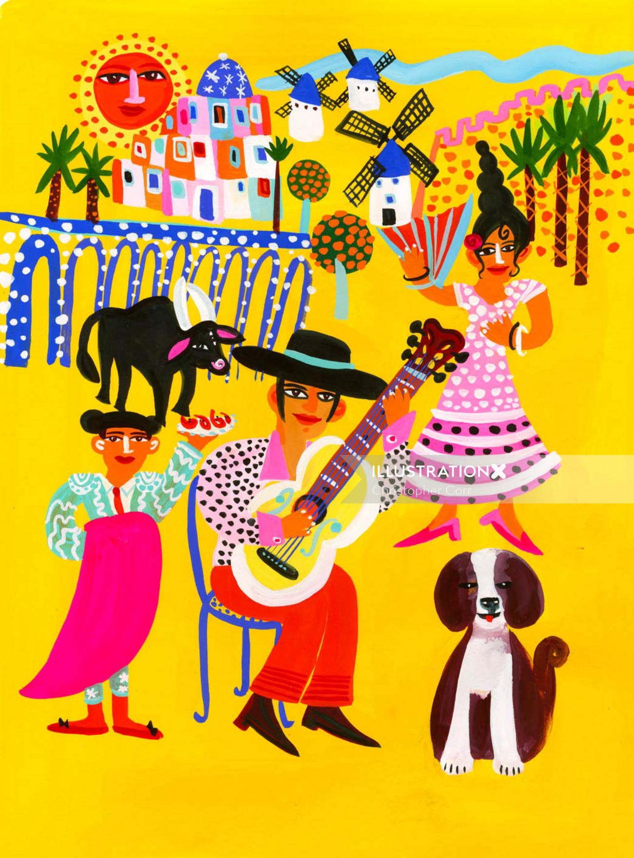 Ilustração tradicional da Espanha por Christopher Corr