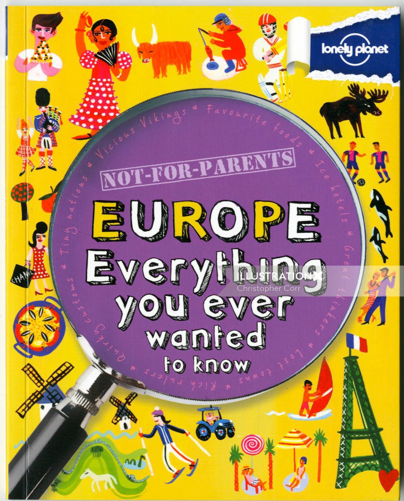 Ilustração de livro infantil da Europa, tudo o que você sempre quis saber