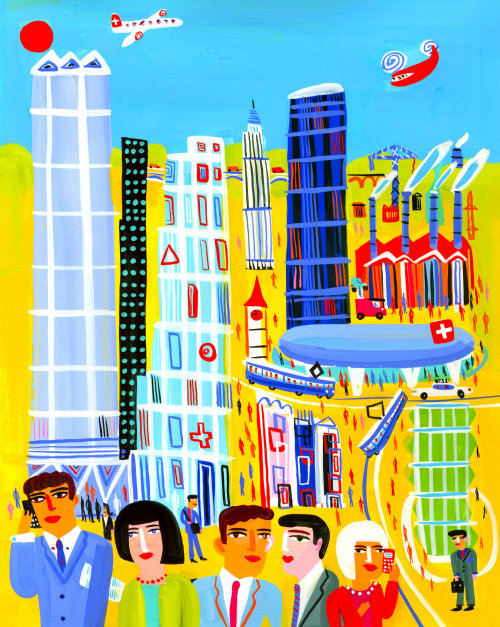 People and buildings illustration by Christopher Corr