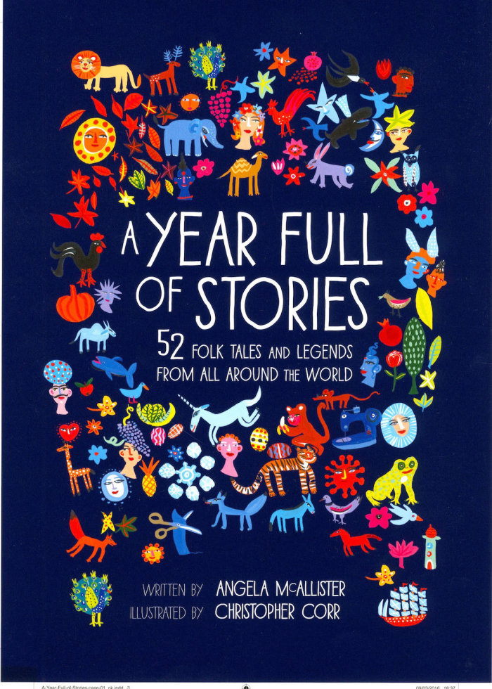 安吉拉·麦卡利斯特 (Angela McAllister) 的《充满故事的一年》一书的封面插图