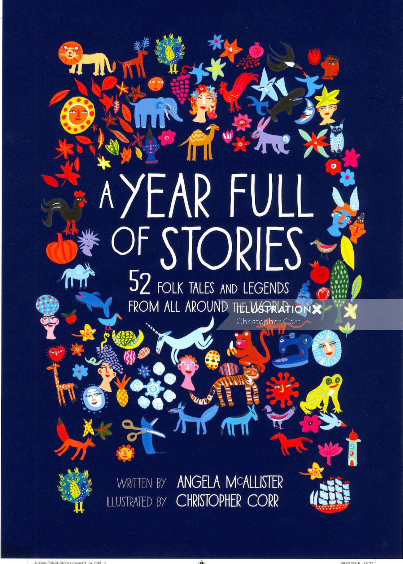 Ilustração da capa do livro Um ano cheio de histórias, de Angela McAllister