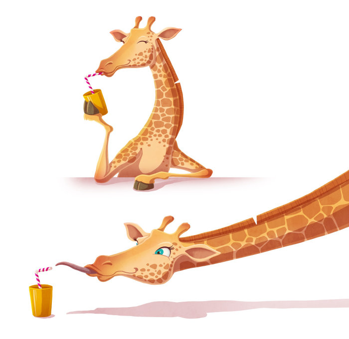 Diseño de personajes animales de jirafa