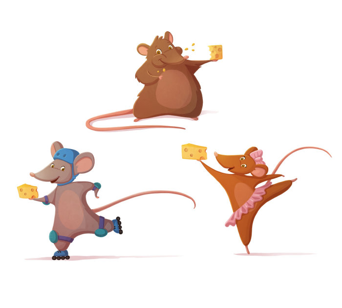 niños ilustración ratón con queso