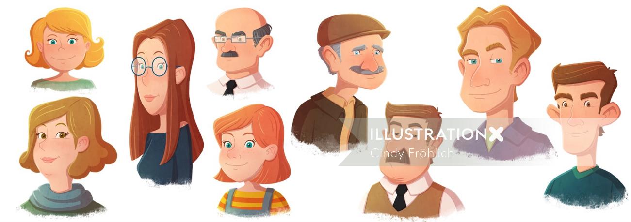 Character design of different people 